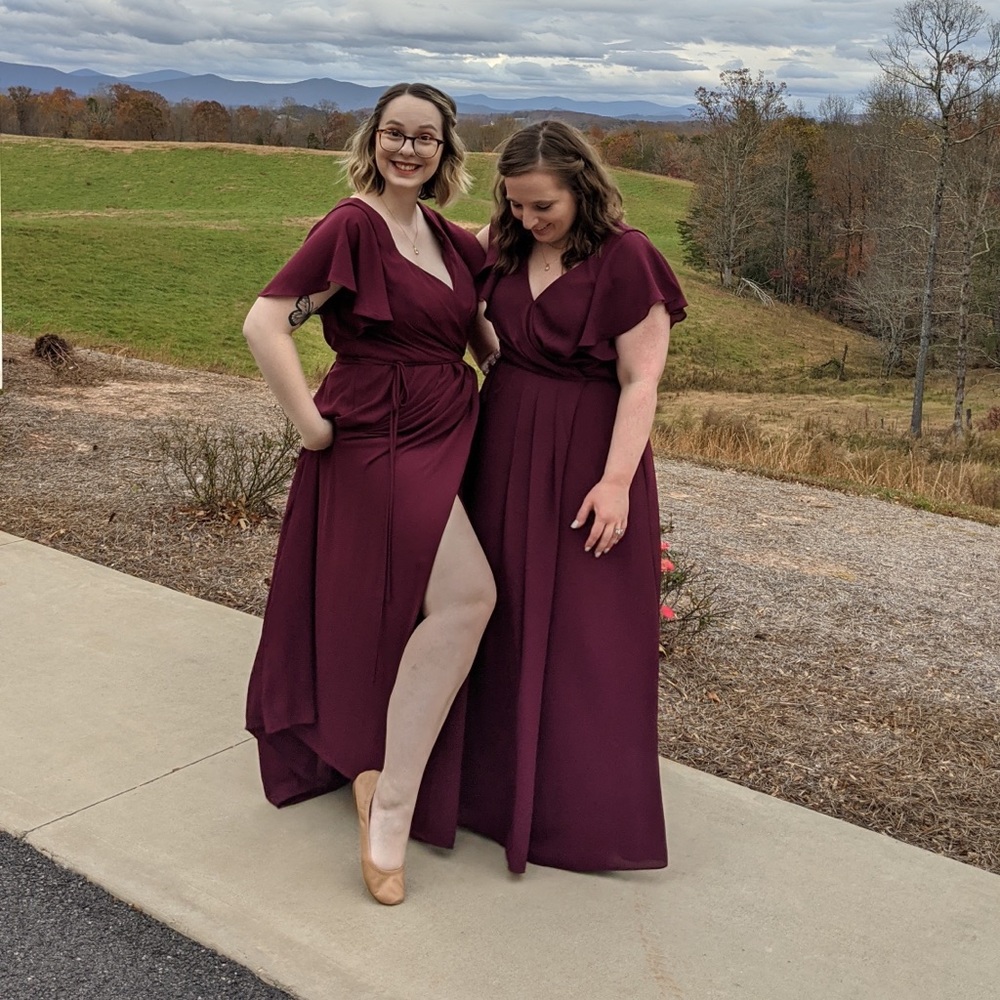 Wine burgundy maxi bridesmaid dress